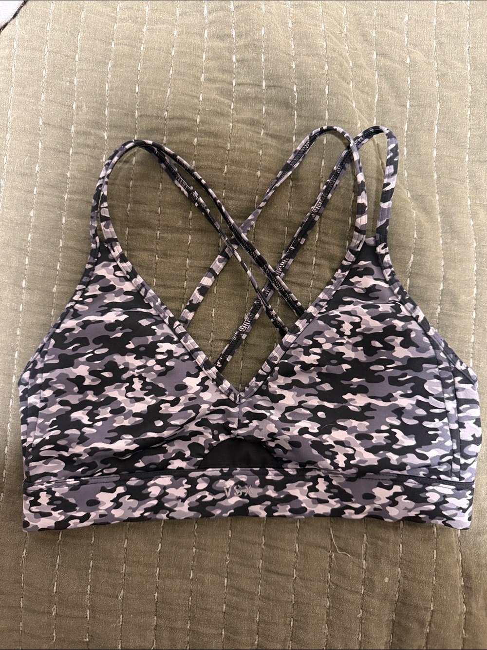 Victorias Secret Strappy Grey Camo Sports Bra